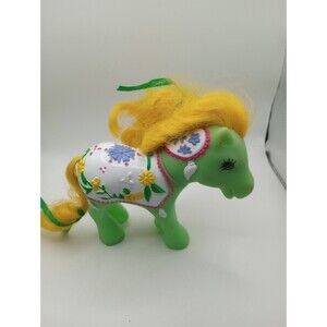 GIGO CAROUSEL CIRCUS PONY green with flowers Merry Go Round MLP  VINTAGE